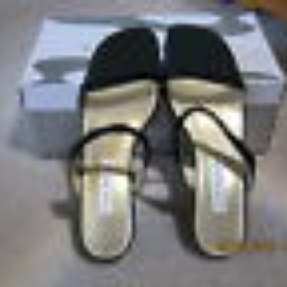 ANN MARINO BLACK 2" HEEL SANDALS WITH MINI BEADS